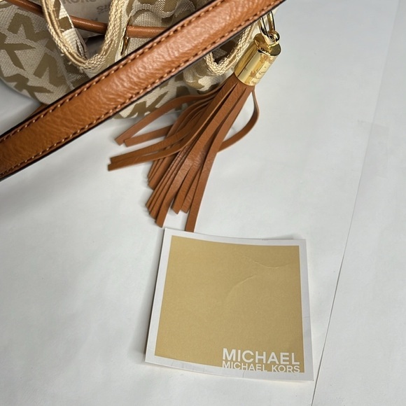 Michael Kors Tan Canvas Logo Crossbody Bag - Picture 10 of 13